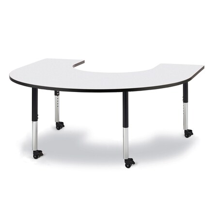 Jonti-Craft Berries Horseshoe Activity Table, 66 in. x 60 in., Mobile, Freckled Gray/Black/Black 6445JCM180